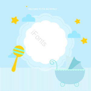 边框 可爱 玩具 婴儿车 蓝色 星星 云朵