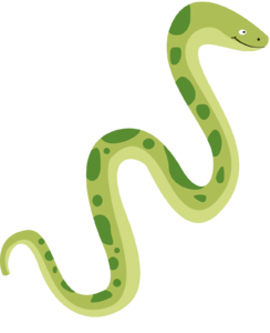 可爱 蛇 绿色的蛇 斑点蛇 弯曲的蛇 爬行的蛇 动物 矢量插画