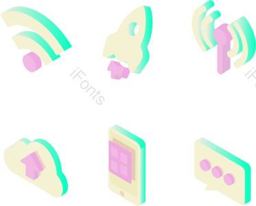 移动 通讯 马卡龙色系 icon 立体等距 信息 C4D 3d立体插画