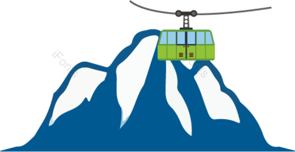 索道  缆车  动画片  观光  雪山  观光车  雪花  山峰