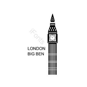 大本钟 建筑 扁平的 简单的 英国 英国风格 黑白 建筑矢量