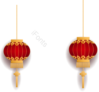 红色 金色 灯笼 简约 中国风