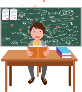 动画片 男孩 学习 学校 书本 人物 学生 文具
