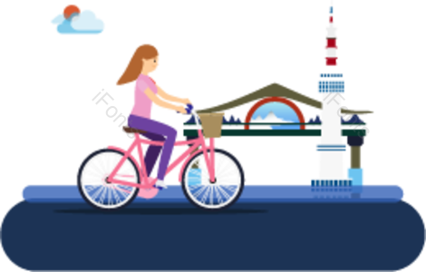人  自行车  塔  云  太阳  图片  景观  路