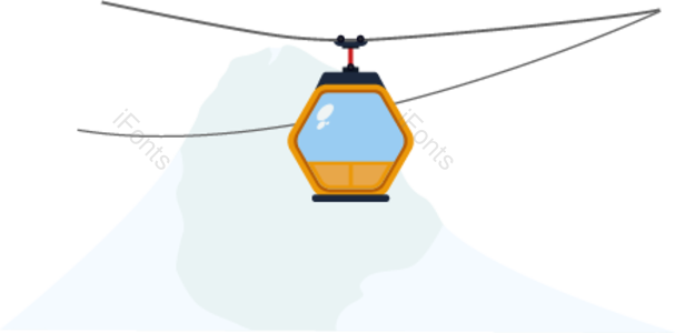 索道 缆车 动画片 旅游观光 雪山 观光车 雪花 山峰山峦