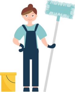 清洁女工 水桶 拖把 家居服务 家居 家具清洁 清洁服务 人物设计