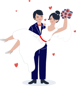 卡通角色 婚礼 嫁衣 心形 手绘竽 日本 玫瑰 向量