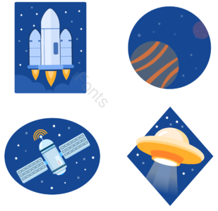 宇宙 宇宙飞船 人造卫星 星球 星星 贴纸 插画