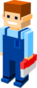 积木创意小人 矢量卡通人物 3d积木人 积木维修工立体小人 拿工具箱创意积木小人 立体小人