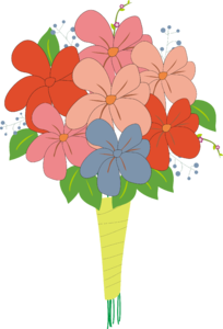 叶子 彩色 粉 红色 花 花束 给礼物 花矢量