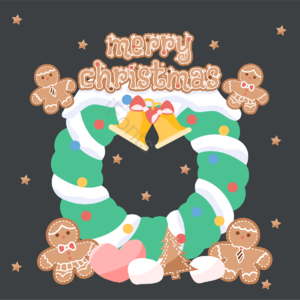 蝴蝶结 信件 英语 祝你圣诞快乐 小铃铛 花圈 花圈 vectore