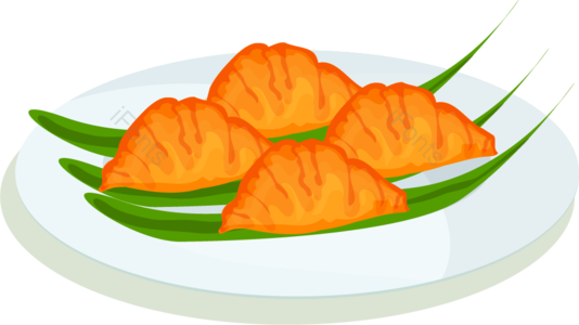 水饺 卡通 手绘 水饺 分子 白色 肉 点
