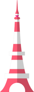 日本 东京塔 红白色 现代 建筑 矢量 插画 日式
