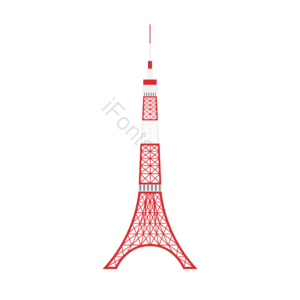 日本 地标 建筑 东京塔 简约 创意 红色