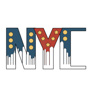 纽约 字体 星星 NYC 建筑群 剪影 复古 创意
