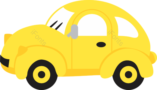 车 轿车 黄色 交通 交通工具 卡通 扁平风格 车轮