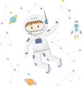 宇航员 星球 火箭 登陆 星星 蓝色 紫色 扁平风