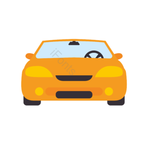 汽车 黄色 扁平 简约 创意 正面 方向盘