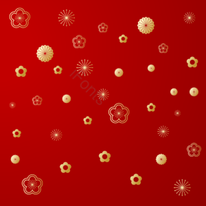 烟花 花卉 元素 创意 中国红 新年 金色 简约