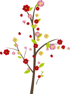 小花 花瓣  树枝  小树  红色