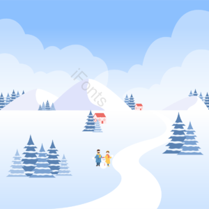 向量 冬季 冬季 雪景 在户外 情侣 字符 元件