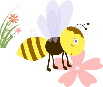 蜜蜂 采蜜 花 黄色 扁平 插画 蜂蜜