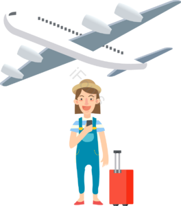GW 丫头 旅游踏青 行李箱 飞机 黄金周旅行 航空旅行 黄金矢量