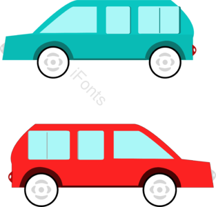 汽车 交通工具 红车 蓝色 轿车 卡通 车