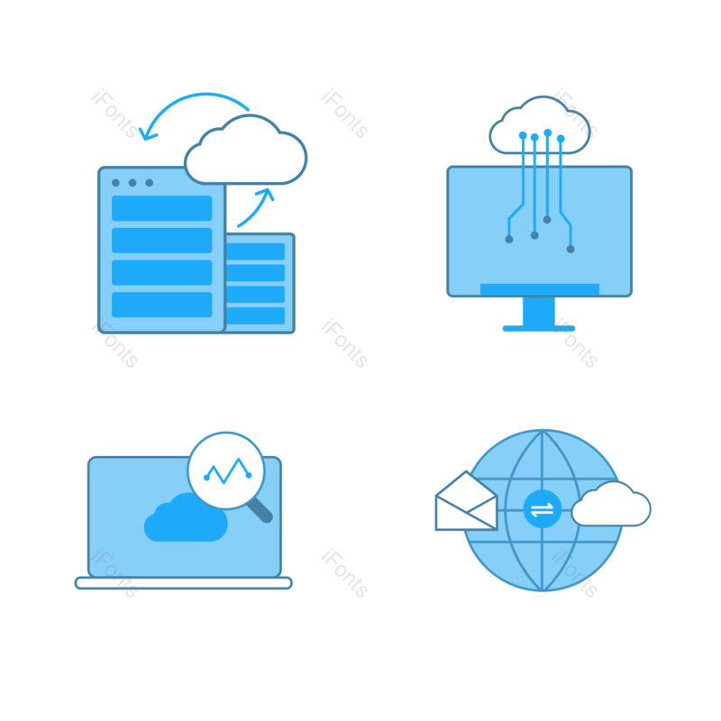 图标图片,蓝色元素,电脑PNG,云端免抠素材