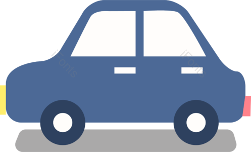 蓝色 扁平 小汽车 矢量 手绘 私家车 可爱 车