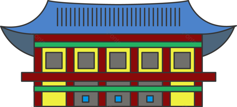 蓝色图片,动画片元素,房子矢量PNG,线条矢量图免抠素材