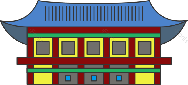 屋 古建筑 手绘 历史 线 蓝色 帧 长方形