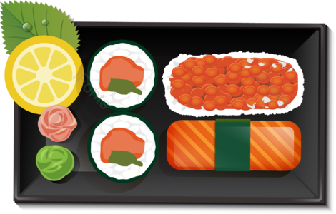 生鱼片 寿司 日本寿司 日本料理 柠檬 美味食品 餐饮 食物矢量图