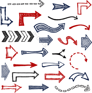 手绘竽 箭号 简画 红色 蓝色 箭头矢量图 红色矢量 蓝色的向量
