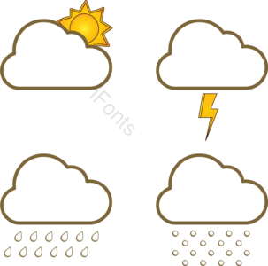 卡通风格 天气预报 云彩 卡通云朵 云朵 晴天 雷阵雨 下雨
