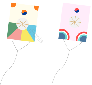 动画片 可爱 古典 手绘 图案 风筝 玩具 自然