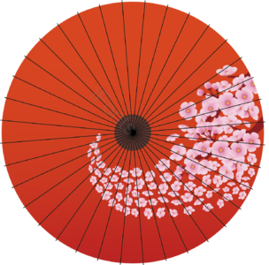 矢量 平面 手绘 卡通 樱花 红伞 和伞 樱花季