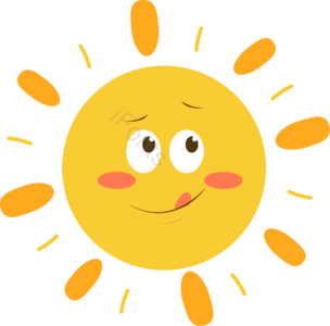 太阳  黄色  调皮   吐舌头