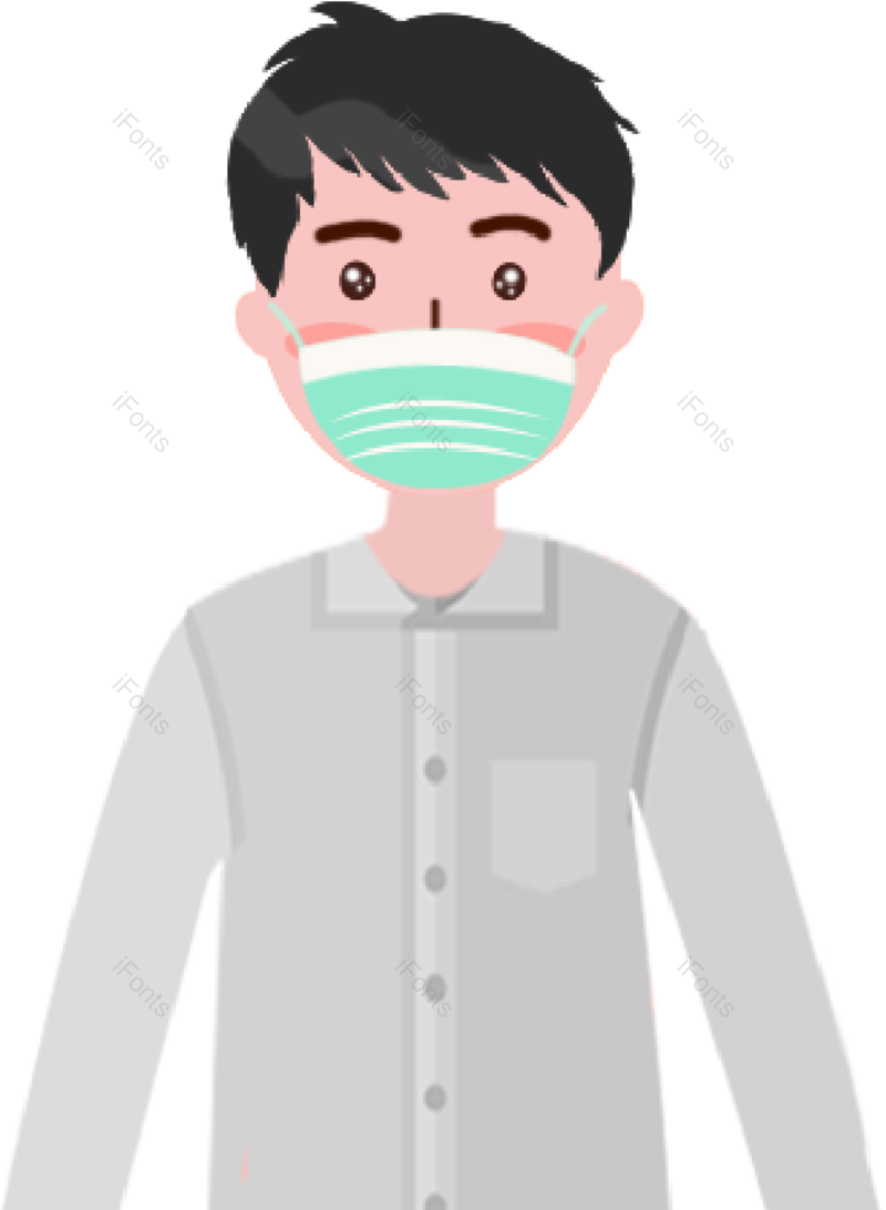 工程师图片,扁平人物元素,戴口罩PNG,免抠素材