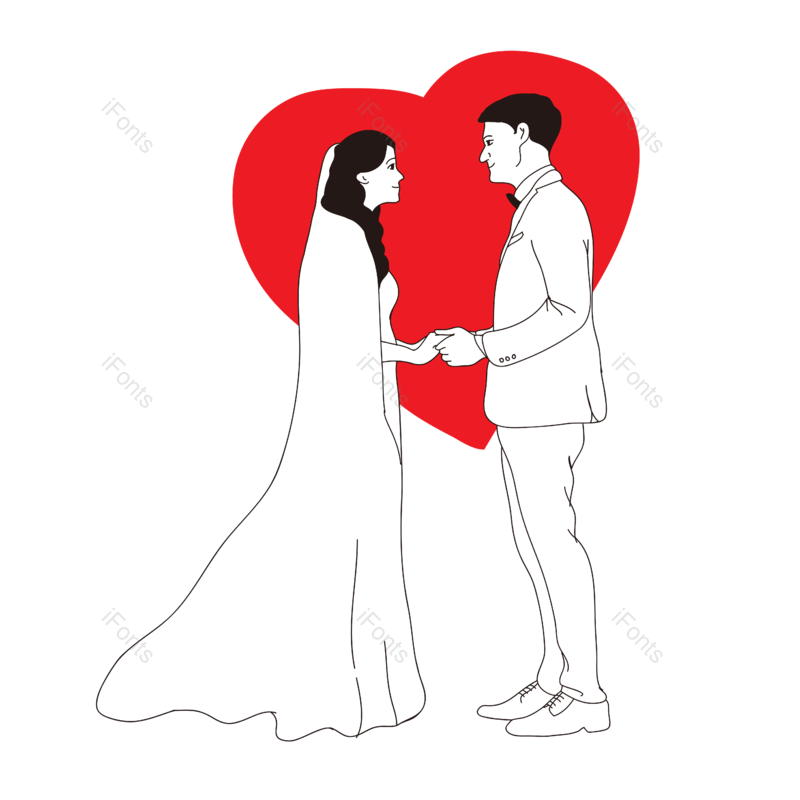 线条图片,婚礼元素,结婚PNG,心形免抠素材