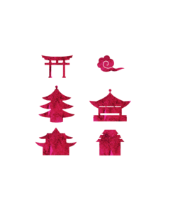 庙宇 开字门 鸟居 云纹 传统 简约 日式 日本风格