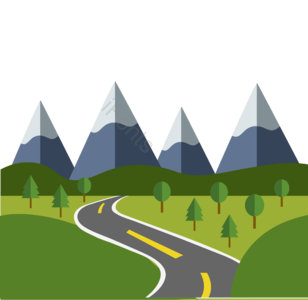 自然公路 旅游公路 公路 自然 手绘 旅游 公路元素 高山