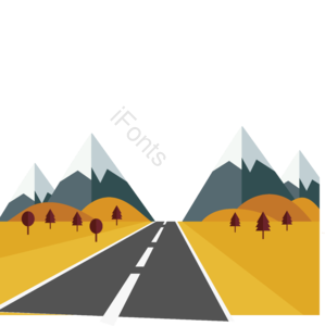 自然公路 旅游公路 公路 自然 手绘 旅游 公路元素 高山