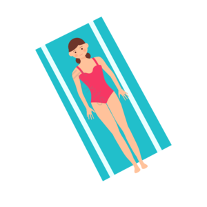 卡通 暑期活动 夏季体育 女人 手绘 晒在阳光下 运动 日光浴