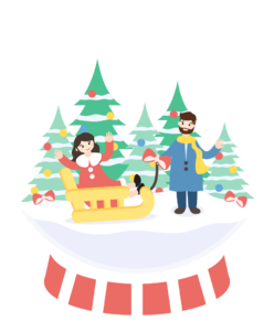 向量 层级 圣诞 情侣 水晶球 字符 雪橇 圣诞树