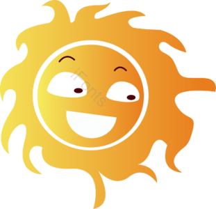 太阳 挑眉 大笑 可爱 矢量 卡通 暖色 飘逸