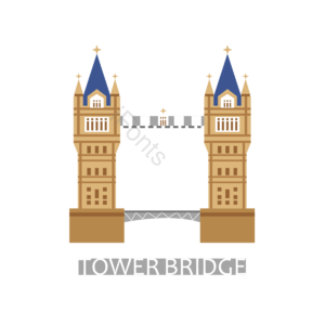 建筑 扁平的 英国 英国风格 塔桥 伦敦 桥矢量图