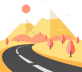 公路 旅游局 自然 大山高山 树 阳光 景致 黄色