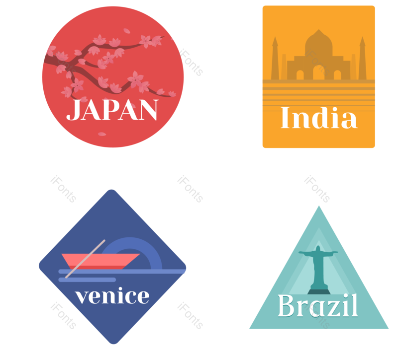 日本图片,复古风元素,景点PNG,旅游免抠素材