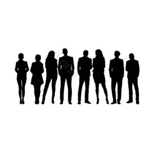 人物 图轮廓 剪影 商务 伫立 简单的 小组 剪影矢量图